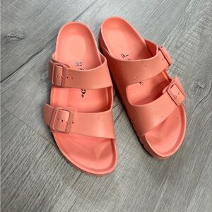 Birkenstock Two-Strap EVA Sandals in Coral Pink